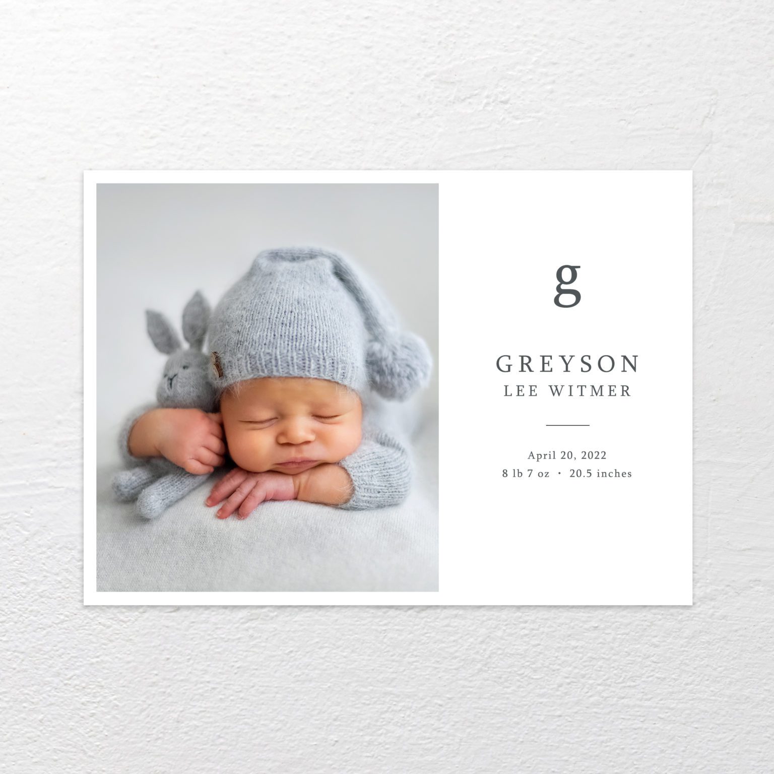 Monogram Birth Announcement Card Springhouse Creative