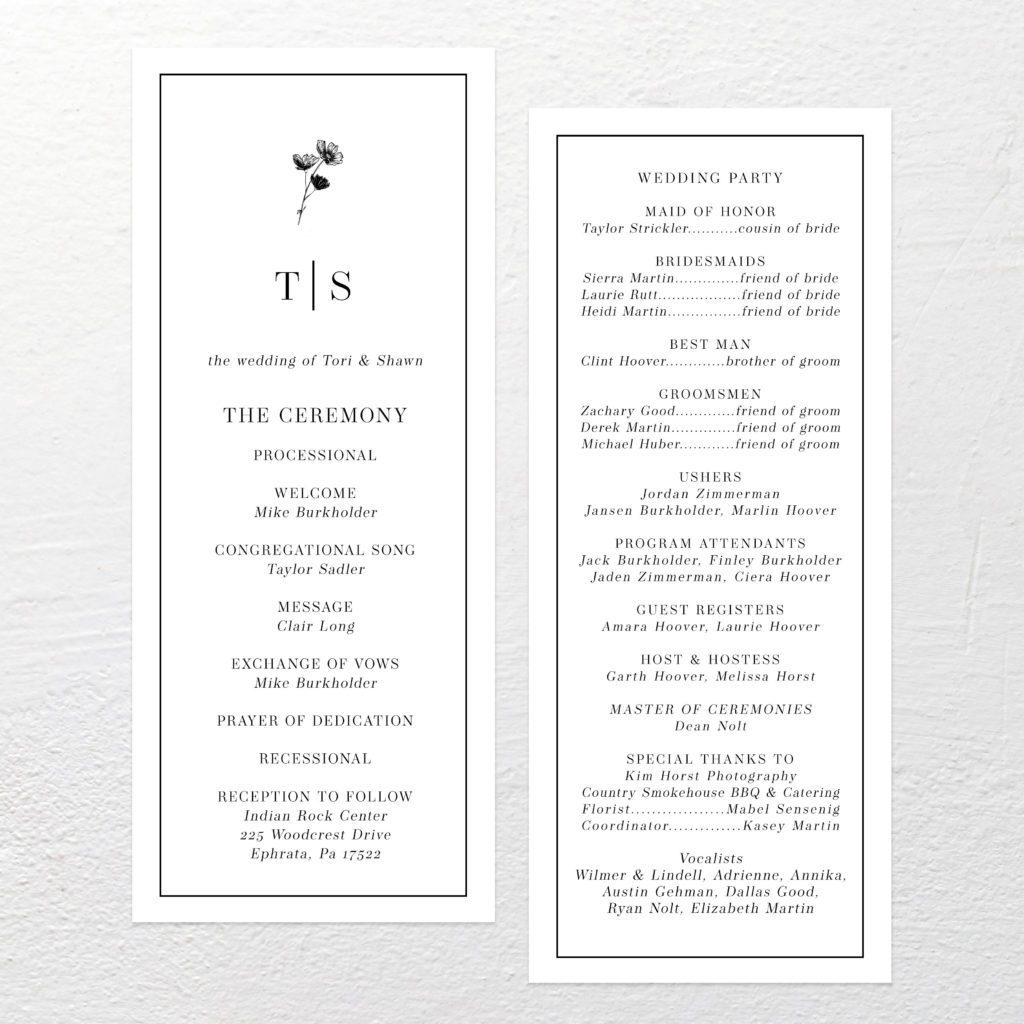 Tori Wedding Programs | Springhouse Creative